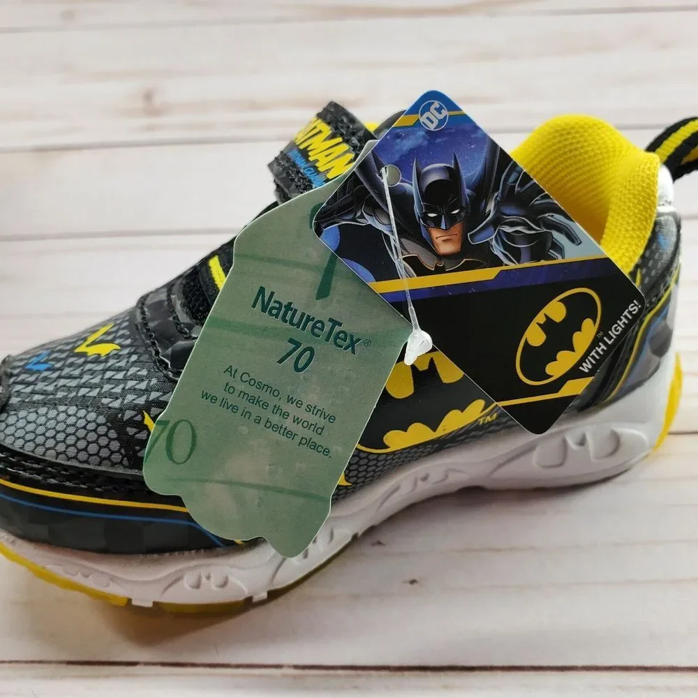 Batman Light Up Shoes Sneakers Toddler Size 6 Black DC Comics Super Hero‎ Gotham